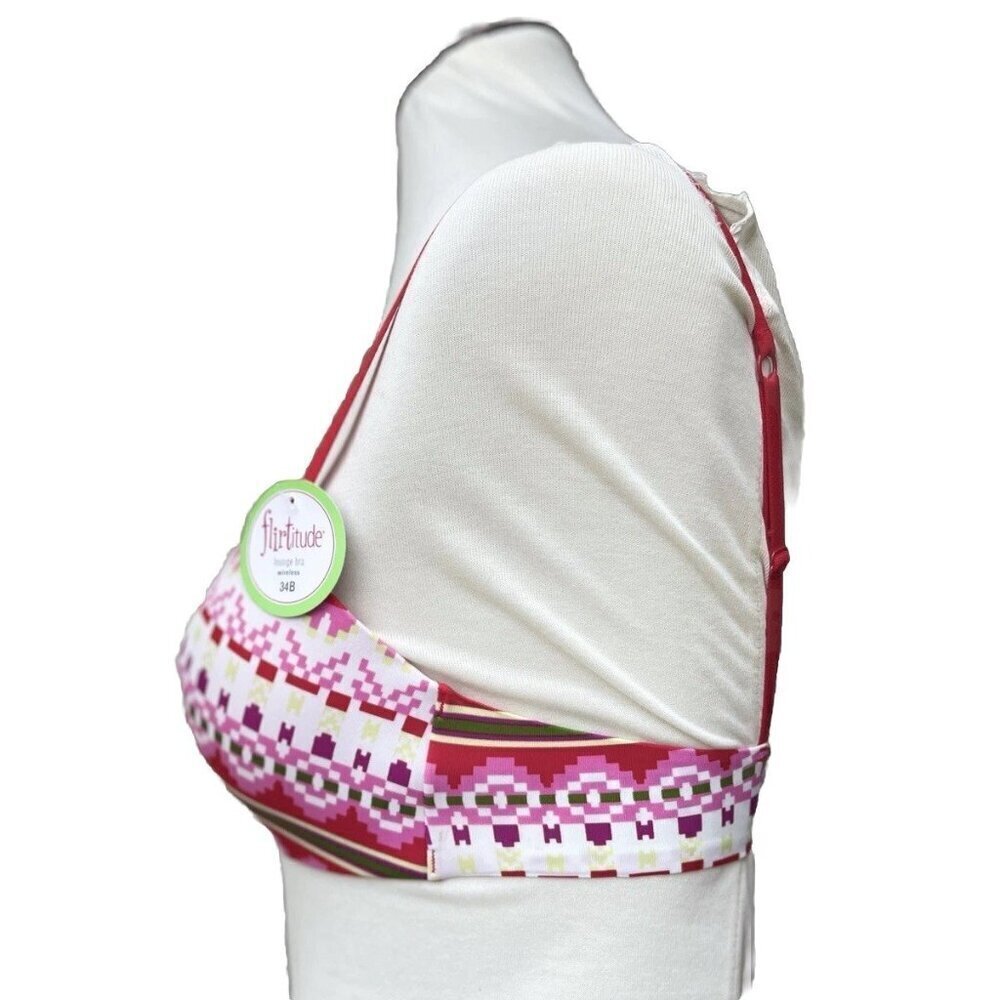 Flirtitude Women’s My Fave Lounge Wireless Bra Snow Fair Isle Padded 34B - Picture 11 of 11